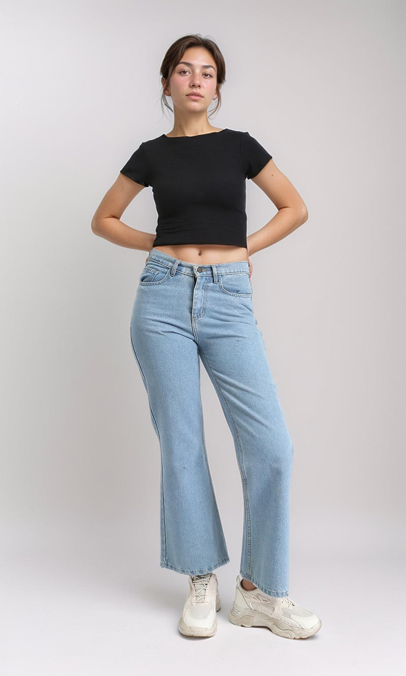 R206378 - Boat Neck Comfy Elastic Top - Black