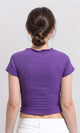 R206379 - Boat Neck Comfy Elastic Top - Purple