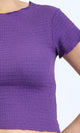 R206379 - Boat Neck Comfy Elastic Top - Purple
