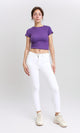 R206379 - Boat Neck Comfy Elastic Top - Purple
