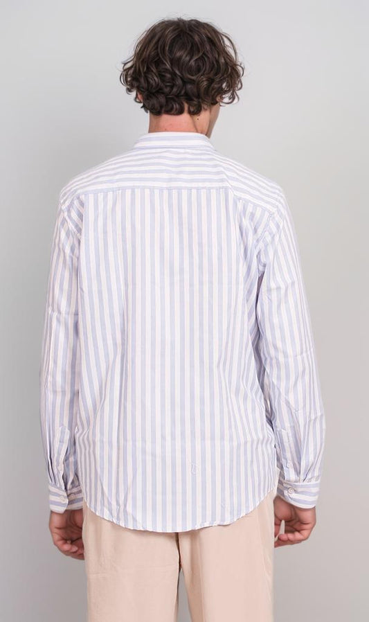 R206385 - Striped Ready Garment Button-Up Shirt - Light Blue & White