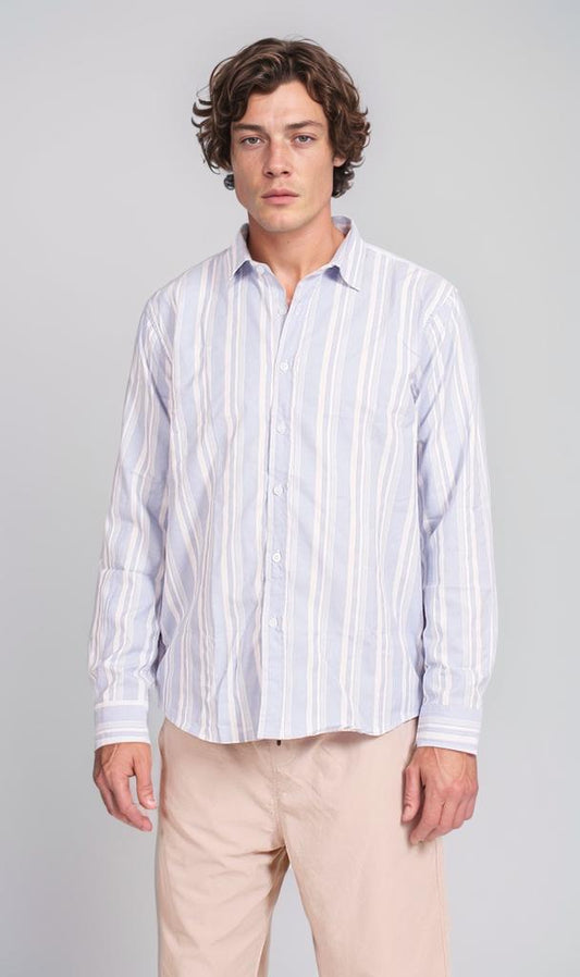 R206391 - Ready Garment Striped Long-Sleeve Shirt - Light Blue & White