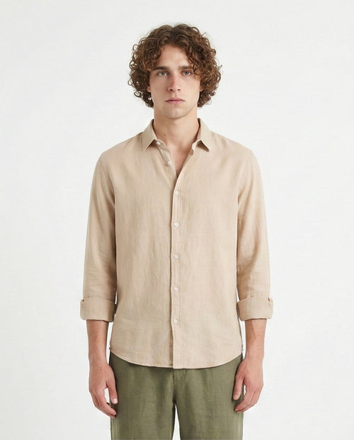 Long Sleeve Textured Shirt - Sand