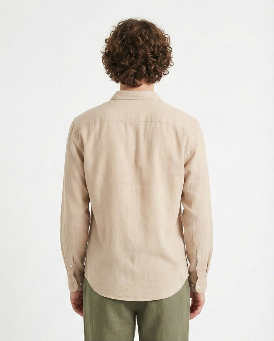 R206393-R206393 - Long Sleeve Textured Shirt - Sand