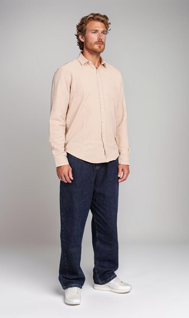 R206393-R206393 - Long Sleeve Textured Shirt - Sand