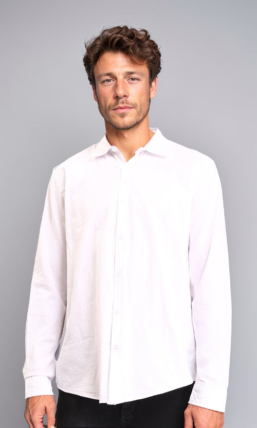 R206396 - Solid Regular Fit Long Sleeves Shirt - White