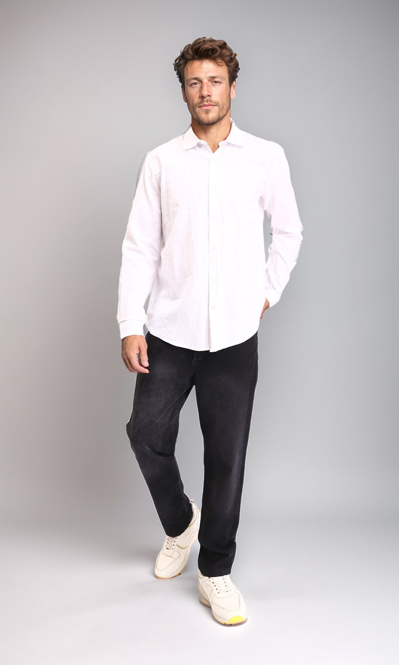 R206396 - Solid Regular Fit Long Sleeves Shirt - White