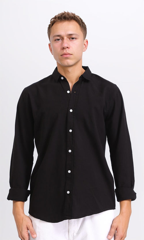 R206397 - Solid Long Sleeves Regular Fit Shirt - Black