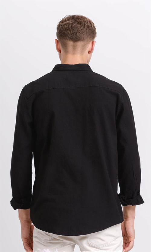 R206397 - Solid Long Sleeves Regular Fit Shirt - Black