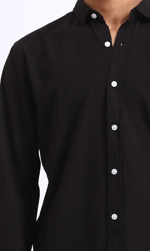R206397 - Solid Long Sleeves Regular Fit Shirt - Black