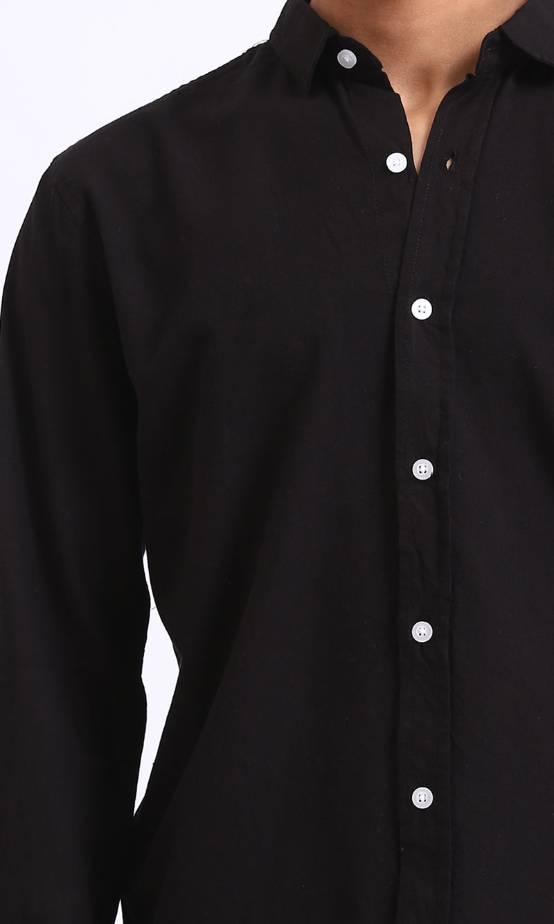 R206397 - Solid Long Sleeves Regular Fit Shirt - Black