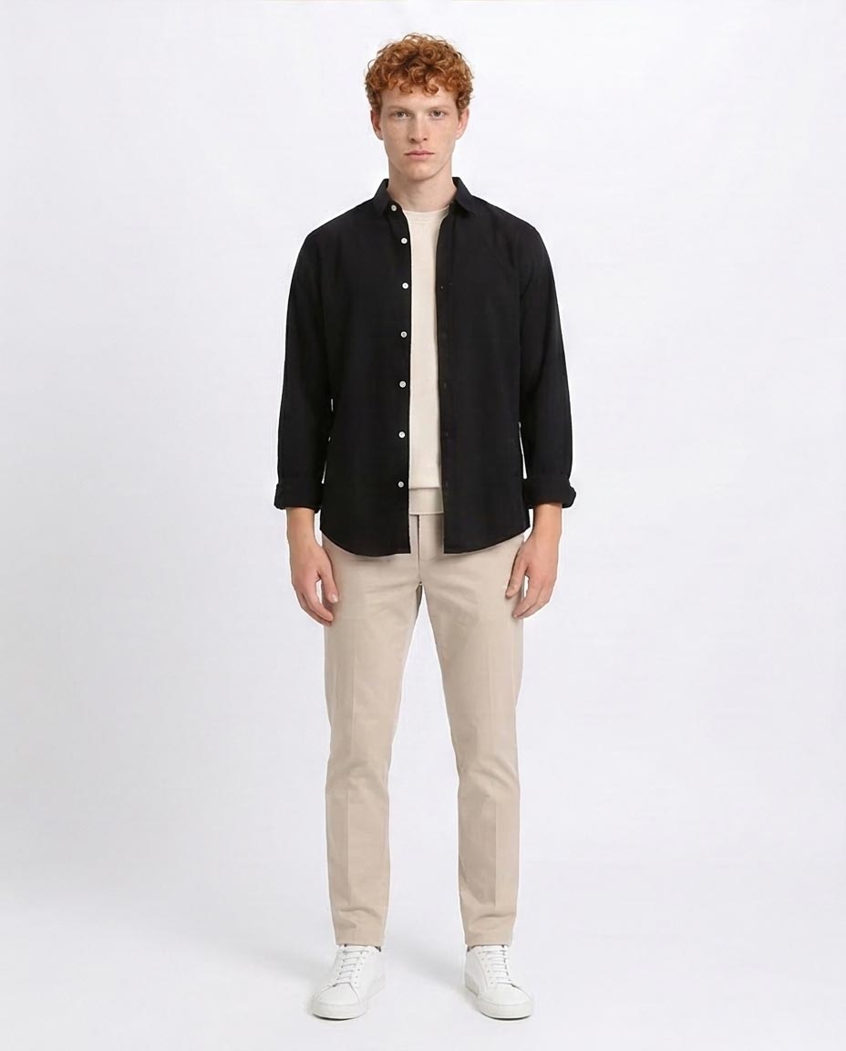 Ravin Men's Slim-Fit Long Sleeve Button-Down Shirt – Black - R206397