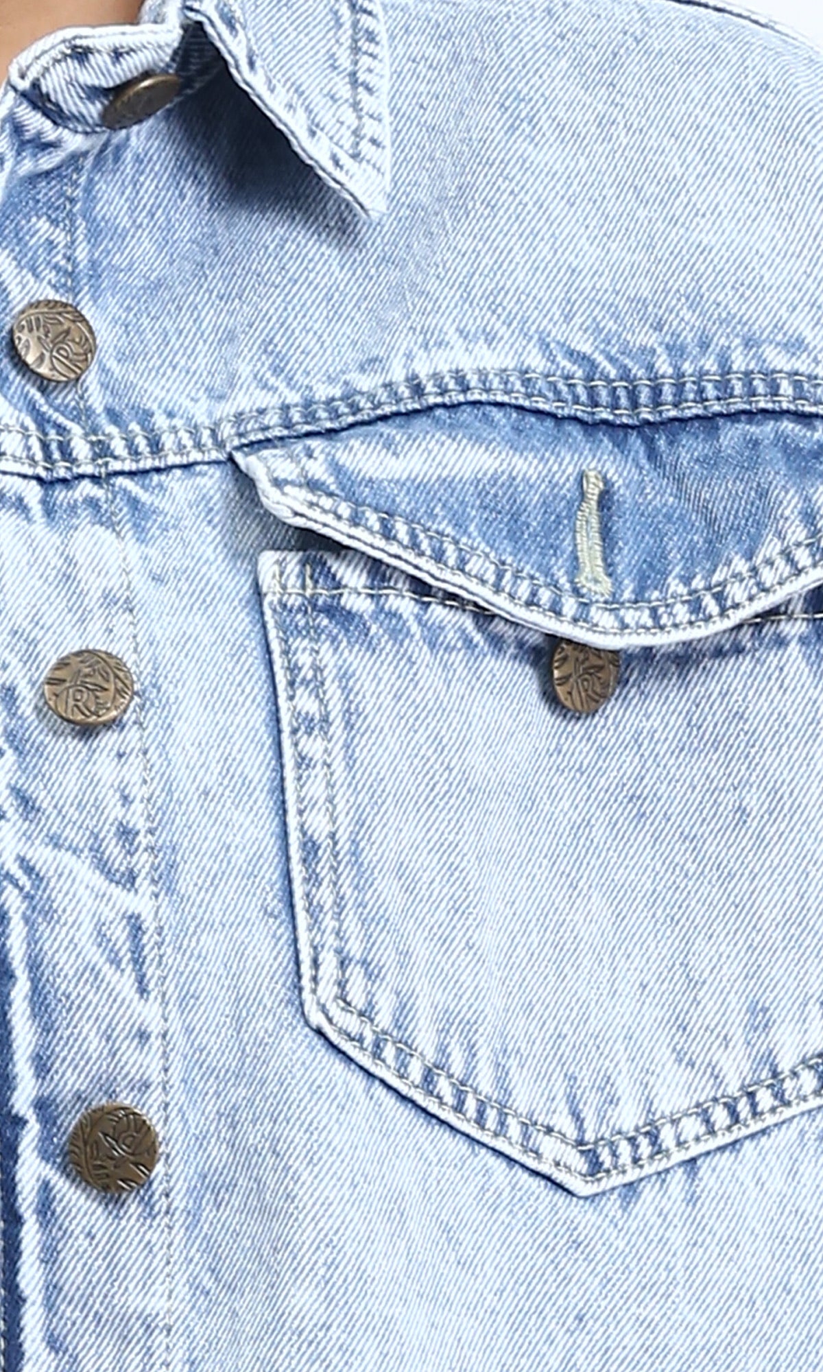 R206398 - Long Sleeves Fashionable Denim Jacket - Ice Blue