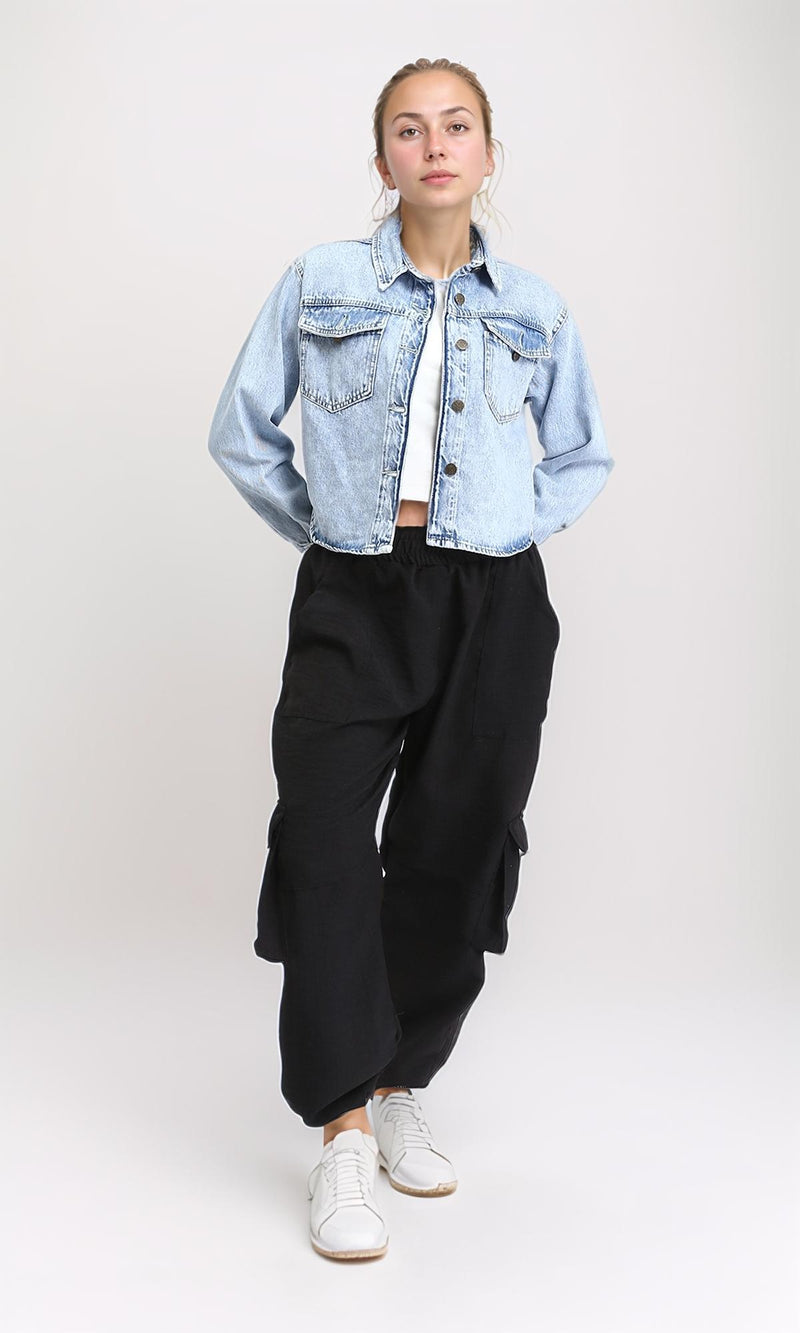 R206398 - Long Sleeves Fashionable Denim Jacket - Ice Blue