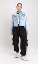R206398 - Long Sleeves Fashionable Denim Jacket - Ice Blue