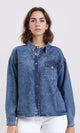 R206407 - Full Buttons Down Denim Shirt - Dark Blue