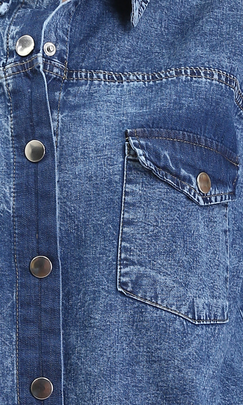 R206407 - Full Buttons Down Denim Shirt - Dark Blue