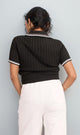 R206419 - Ribbed Polo Crop Top - Black