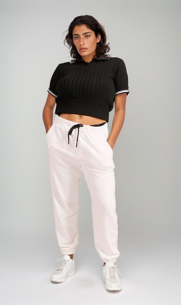 R206419 - Ribbed Polo Crop Top - Black