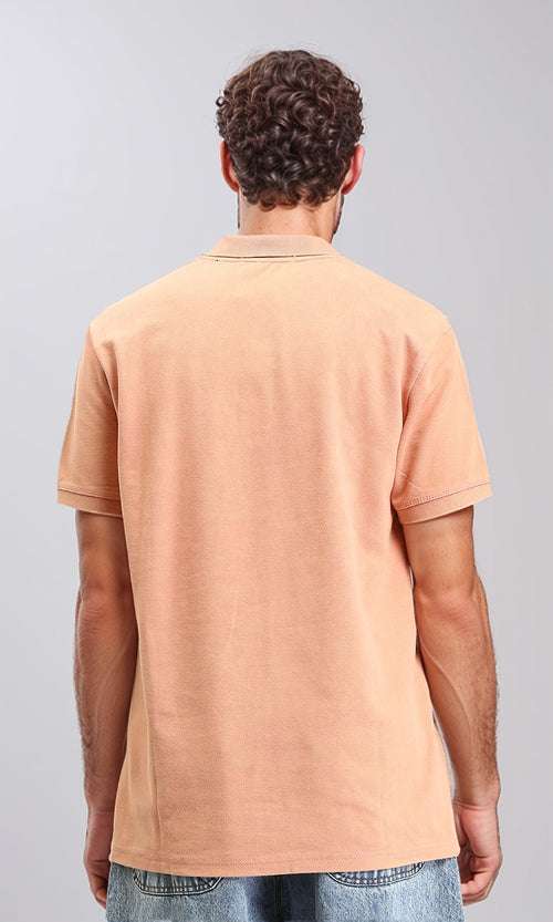 R206496 - Solid Short Sleeves Polo Shirt - Light Orange