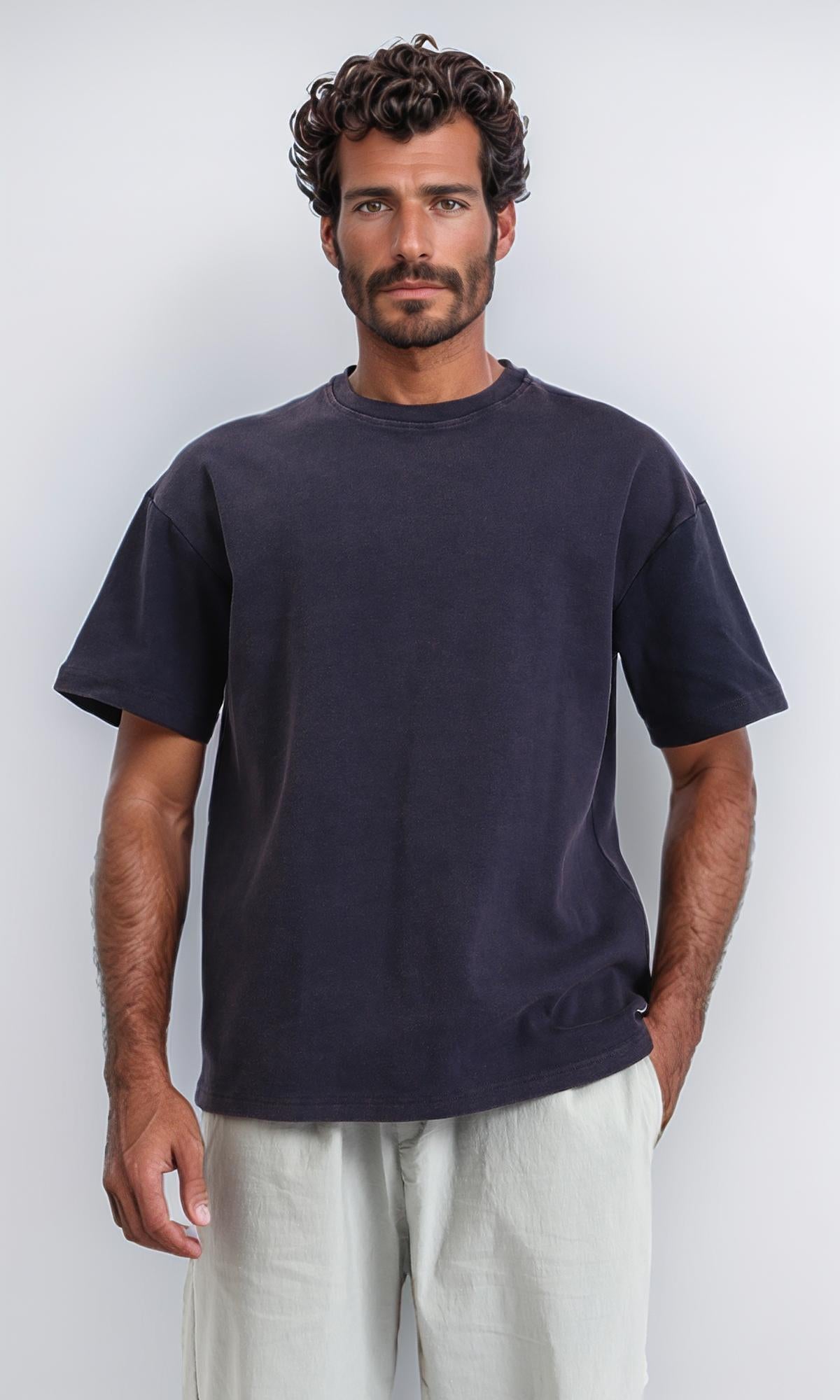 Basic Ribbed Short-Sleeve T-Shirt - Black