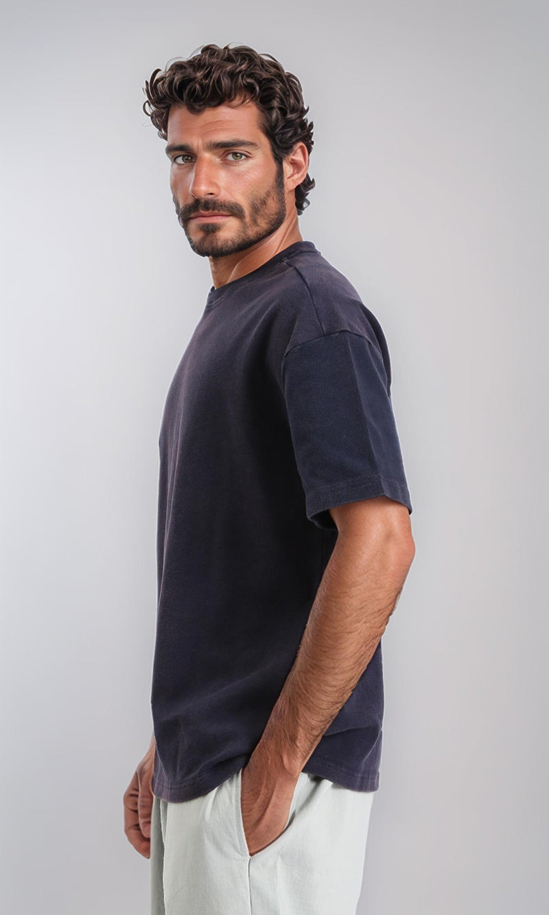 R206497 - Basic Ribbed Short-Sleeve T-Shirt - Black