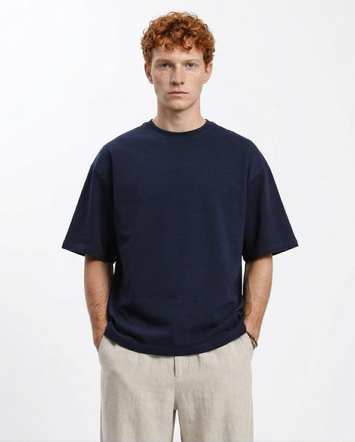 Heavyweight Oversized Crew Neck T-Shirt - Navy