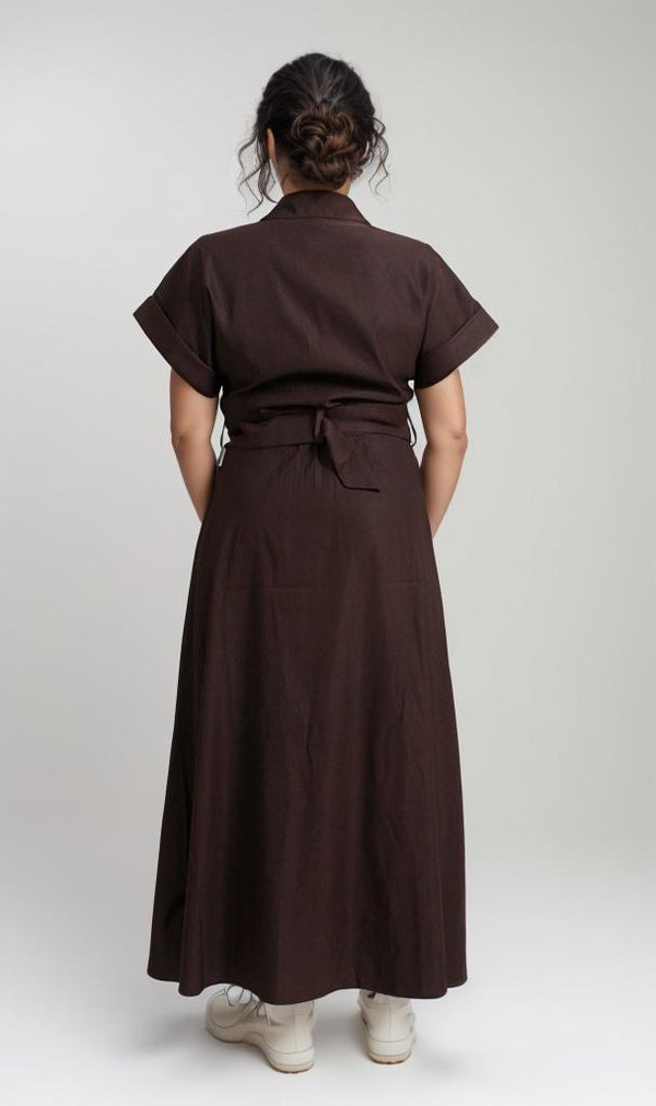 R206500 - Belted Gabardine Dress - Black
