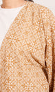 R206501 - Floral Printed Crepe Chiffon Kimono - Beige