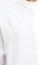 R206502 - Mandarin Collar Buttoned Textured Shirt - White