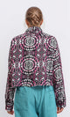 R206503 - Patterned Long Sleeves Short Shirt - Fuchsia & Black