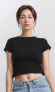 R206518 - Short Sleeves Comfy Short Top - Black