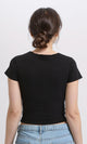 R206518 - Short Sleeves Comfy Short Top - Black