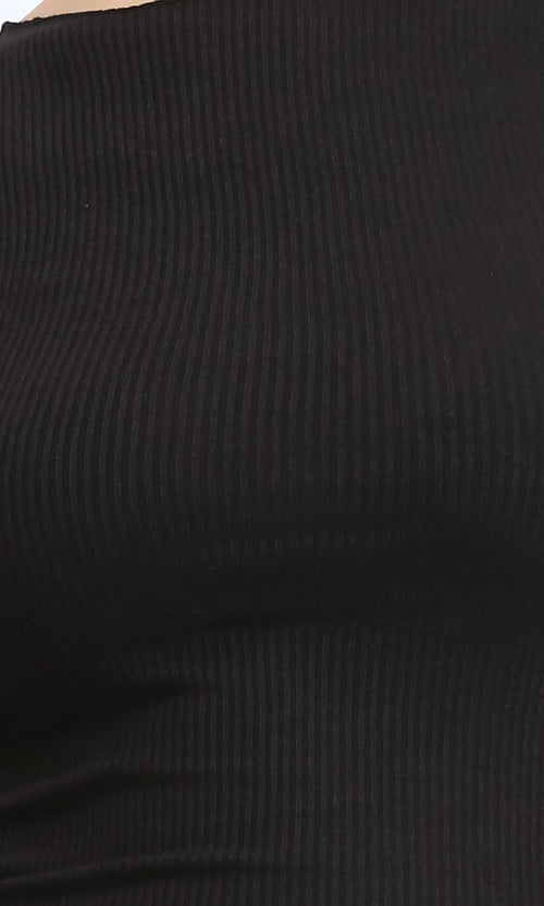 R206518 - Short Sleeves Comfy Short Top - Black