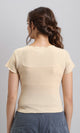 R206519 - Short Sleeves Ribbed Summer Top - Dark Beige
