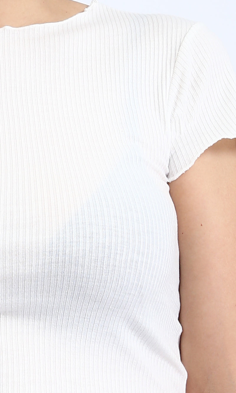 R206520 - Short Sleeves Comfy Short Top - White