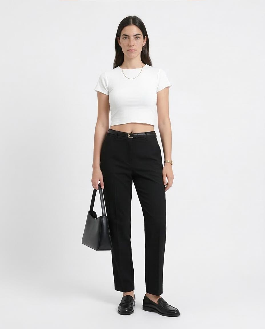Ravin Women’s Rib-Knit Lettuce-Edge Crop Top – White - R206520
