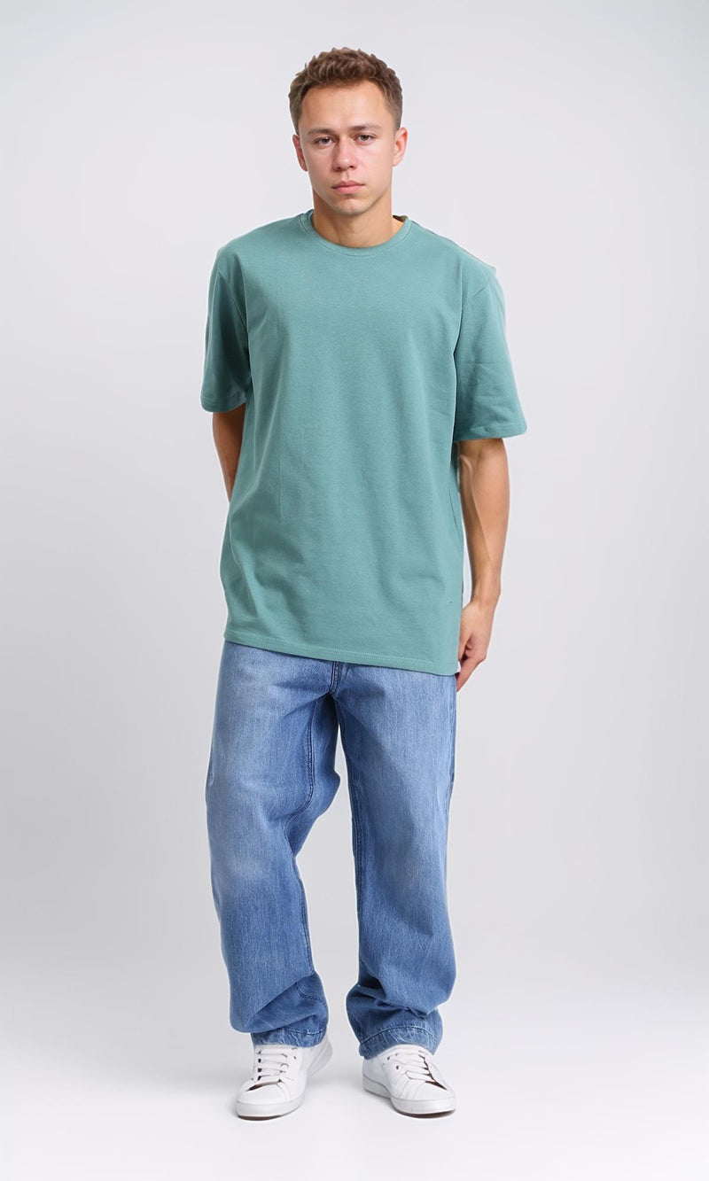 R206526 - Wide Leg Casual Cotton Jeans - Light Blue