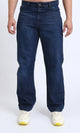 R206527 - Straight Leg Solid Cotton Jeans - Navy Blue