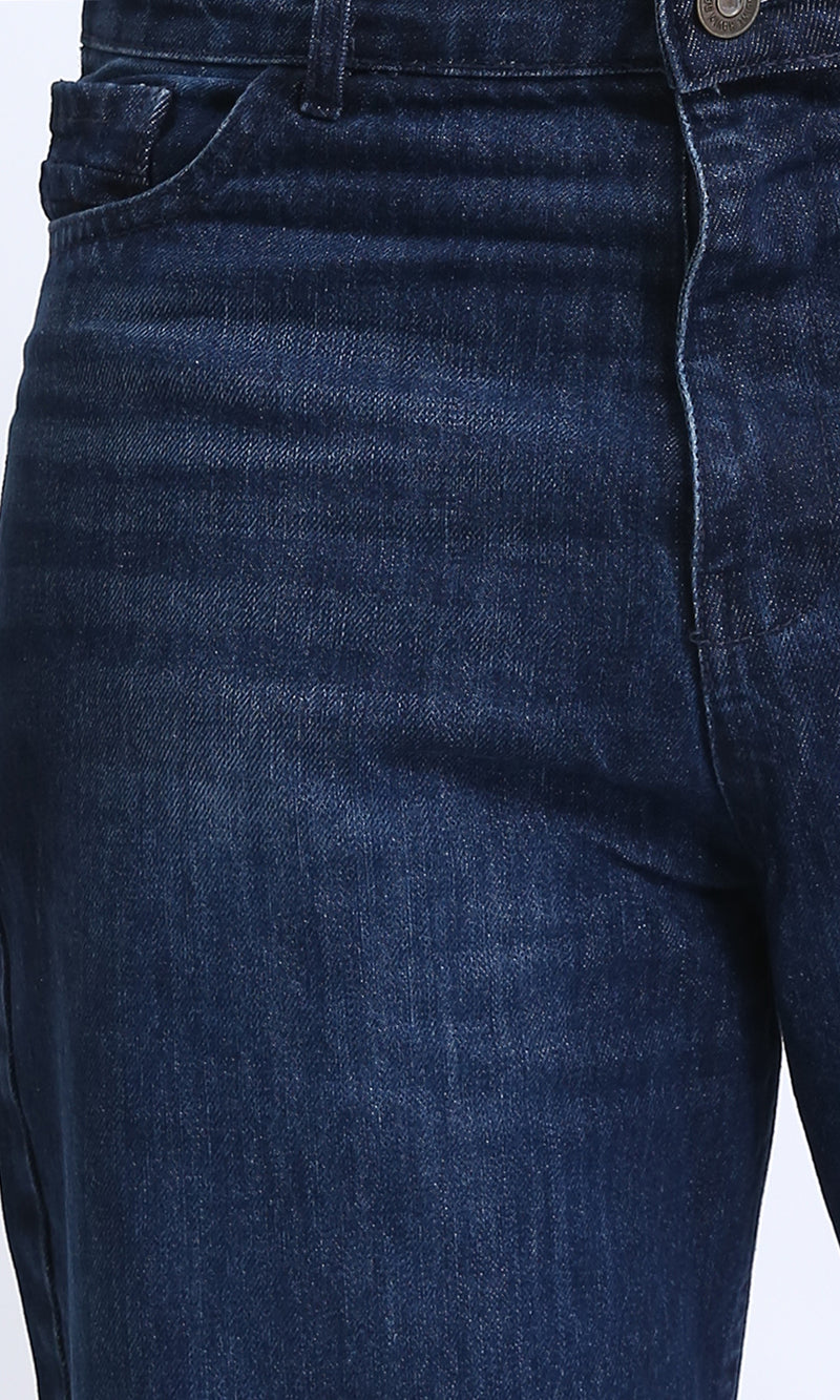 R206527 - Straight Leg Solid Cotton Jeans - Navy Blue