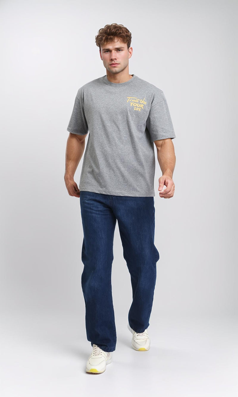 R206527 - Straight Leg Solid Cotton Jeans - Navy Blue