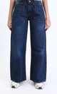 R206529 - Wide Leg Solid Casual Jeans - Navy Blue