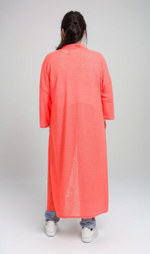 R206557 - Textured Tricot Kimono - Coral Pink