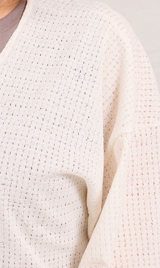 R206558 - Tricot Long Cardigan - Off White