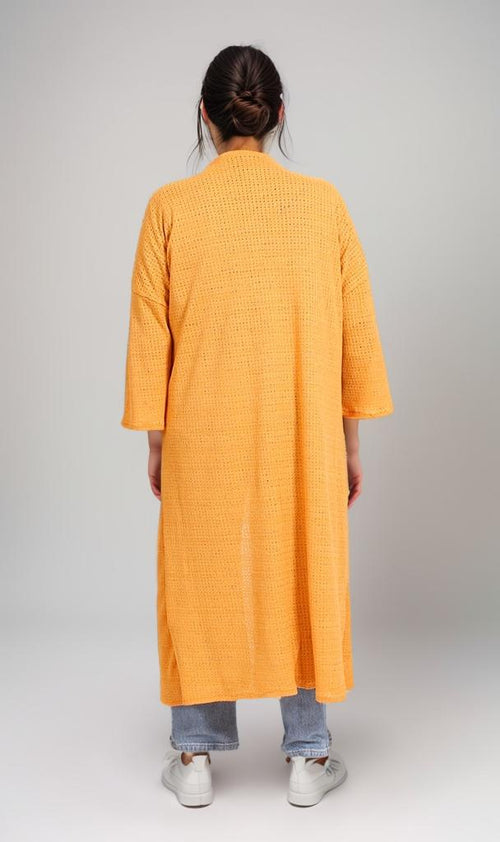 R206559 - Tricot Textured Kimono - Mustard Yellow