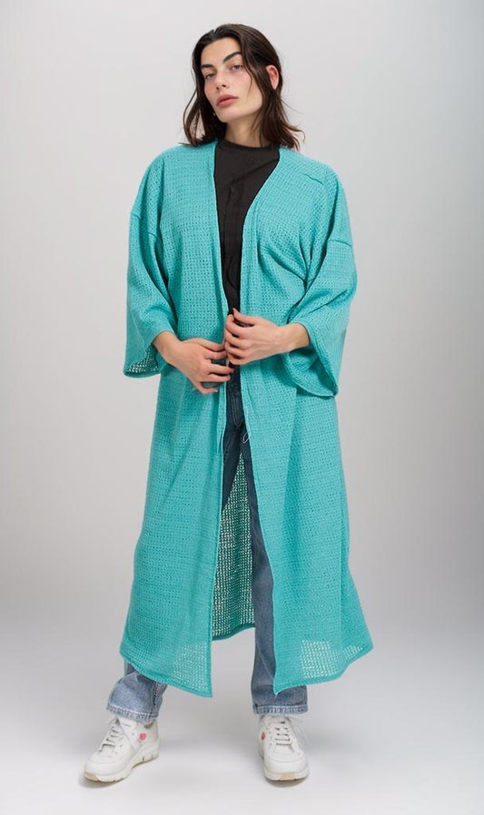 R206560 - Textured Tricot Kimono - Teal