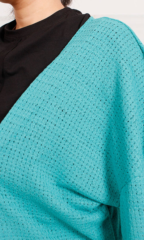 R206560 - Textured Tricot Kimono - Teal