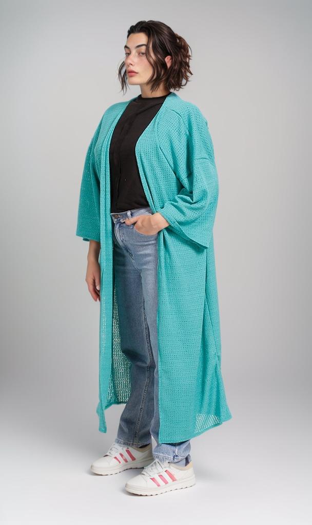 R206560 - Textured Tricot Kimono - Teal