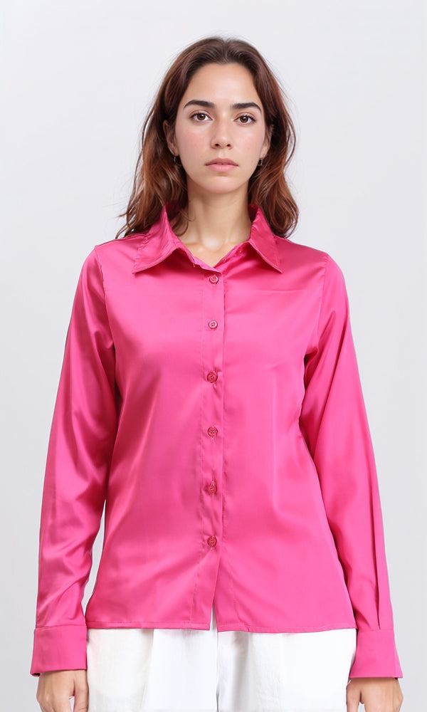 R206562 - Solid Long Sleeves Stain Shirt - Fuchsia