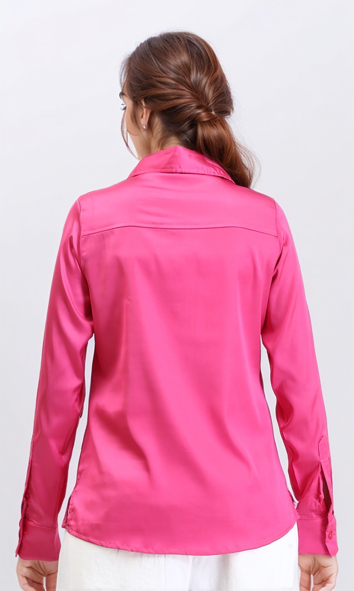 R206562 - Solid Long Sleeves Stain Shirt - Fuchsia